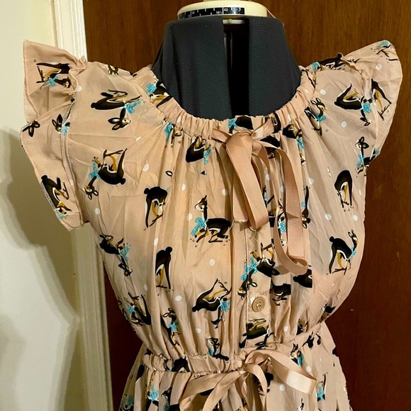 Vintage Dresses & Skirts - Retro fawn print dress